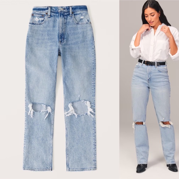Abercrombie & Fitch Denim - Abercrombie Curve Love Ultra High Rise 90s Straight Jean